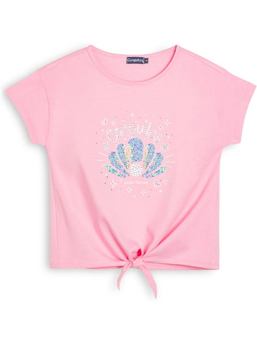 Camiseta conguitos diseño frontal purpurina - Kiabi Camiseta conguitos diseño frontal purpurina - Kiabi