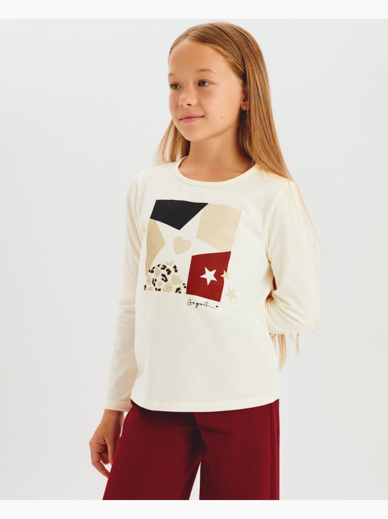 Camiseta conguitos estampado estrella Blanco - Kiabi