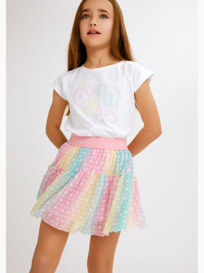 Camiseta conguitos strass ts Blanco - Kiabi