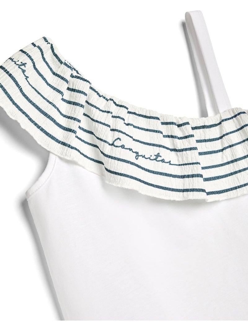 Camiseta conguitos volante Blanco - Kiabi