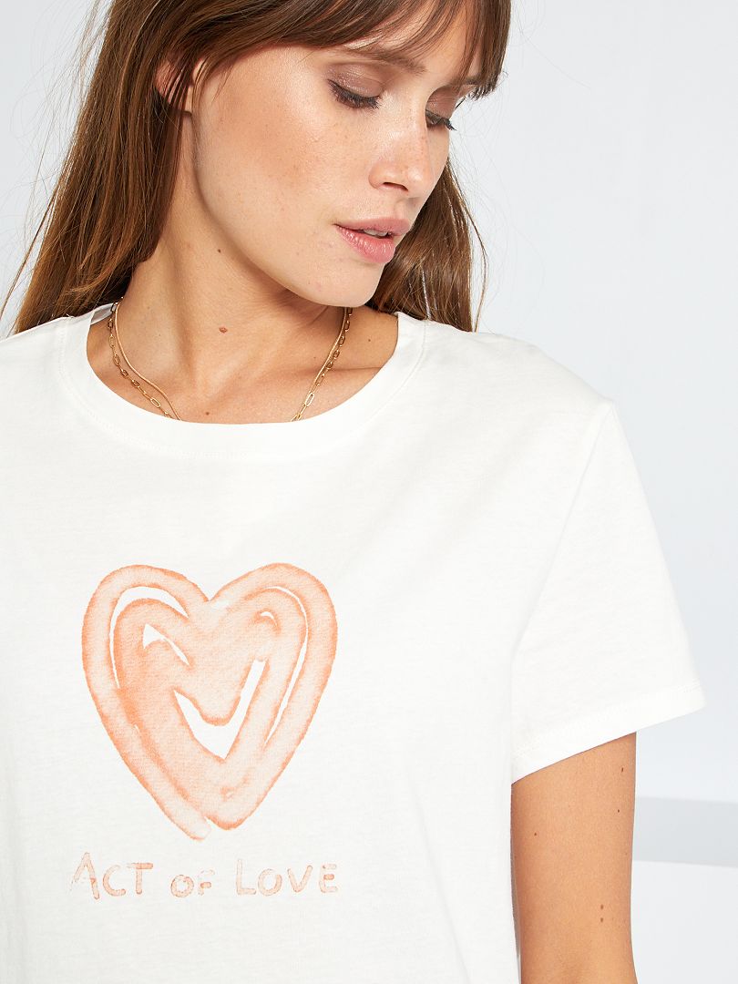 Camiseta  'corazones' BLANCO corazón - Kiabi