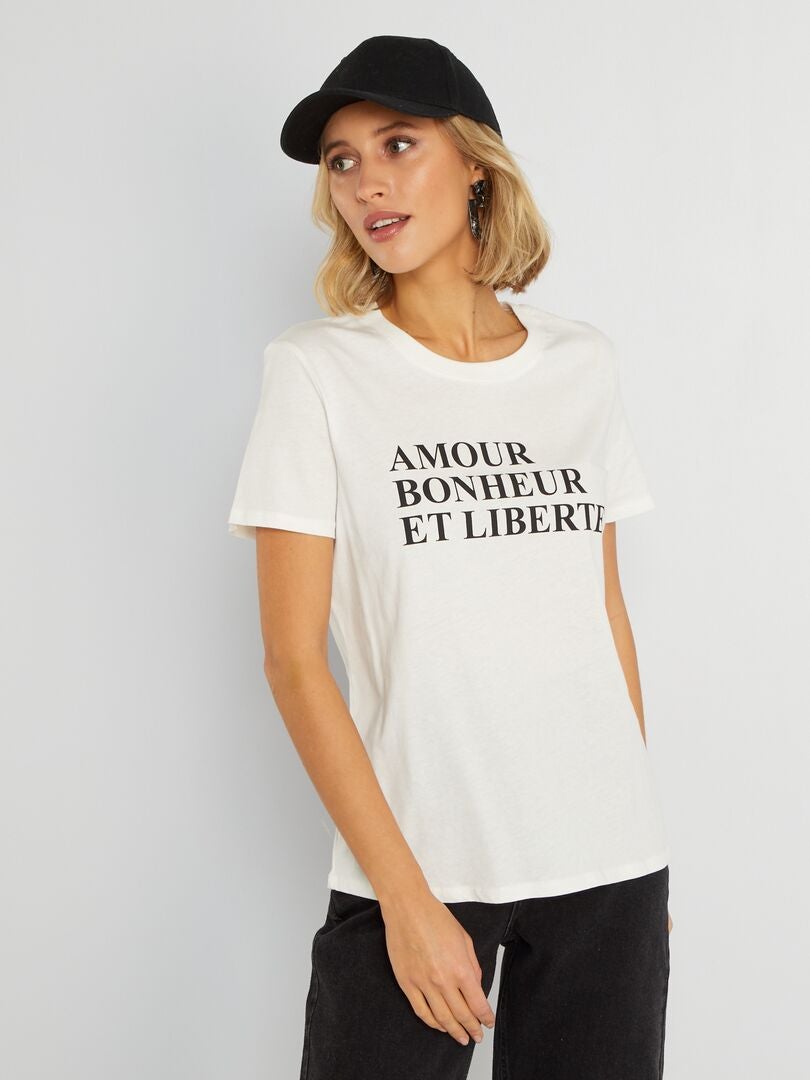 Camiseta  'corazones' BLANCO - Kiabi