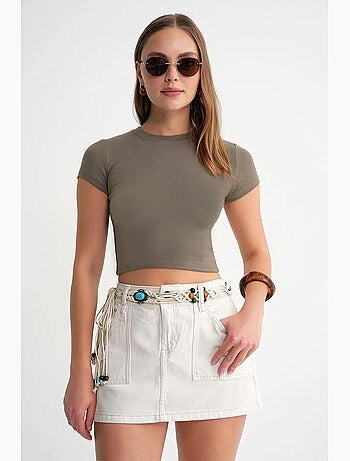 Camiseta corta ajustada con elástico mixray