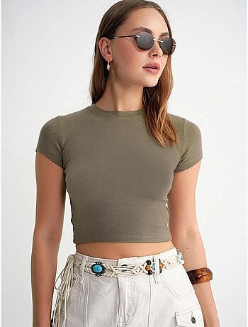Camiseta corta ajustada con elástico mixray