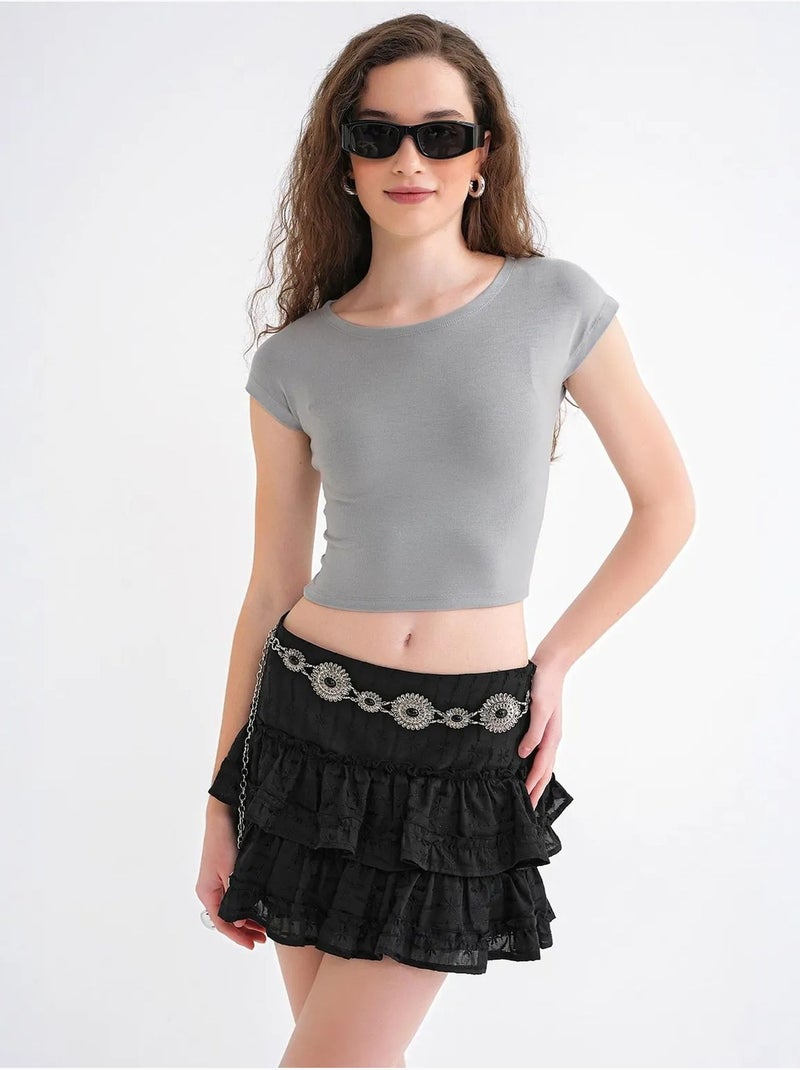Camiseta corta ajustada con elástico mixray Gris - Kiabi
