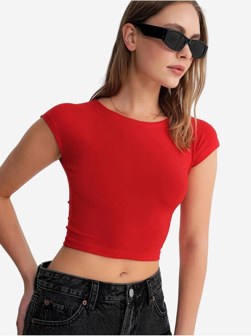 Camiseta corta ajustada con elástico mixray - Kiabi Camiseta corta ajustada con elástico mixray - Kiabi