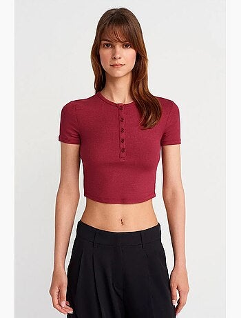 Camiseta corta ajustada manga corta con botones dilvin