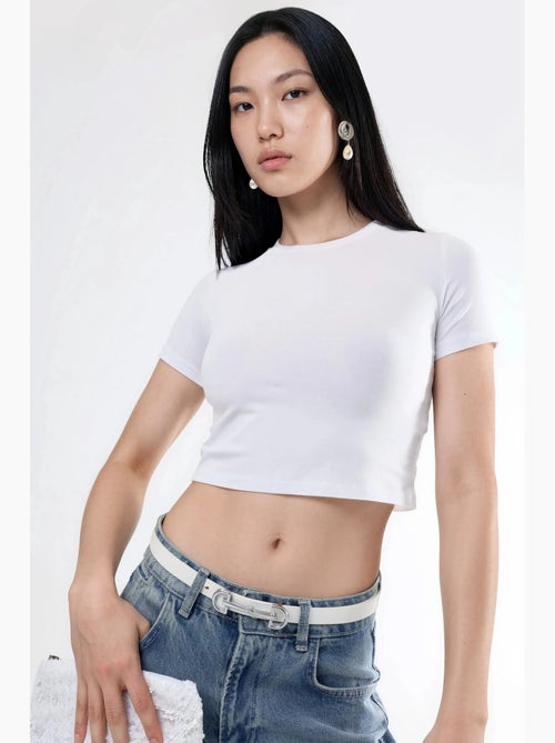 Camiseta corta con cuello redondo busem - Kiabi