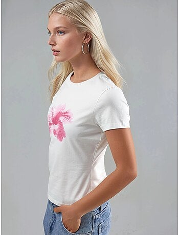 Camiseta corta con cuello redondo estampada hiccup