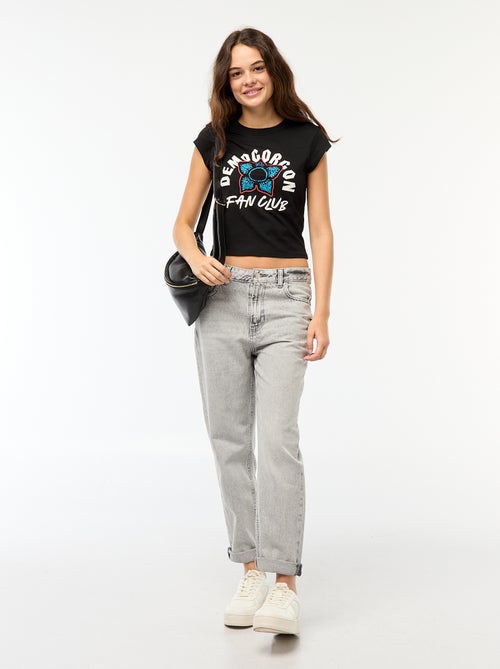 Camiseta corta con estampado fantasía - Kiabi