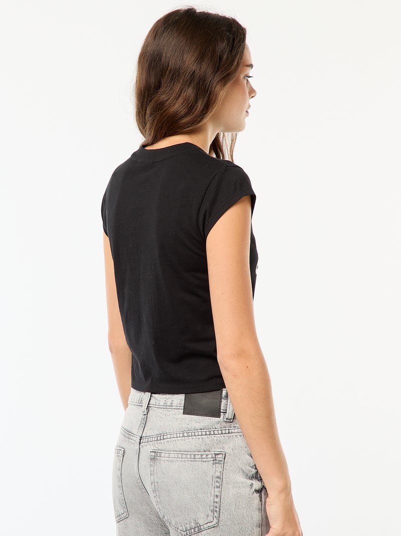 Camiseta corta con estampado fantasía Negro - Kiabi