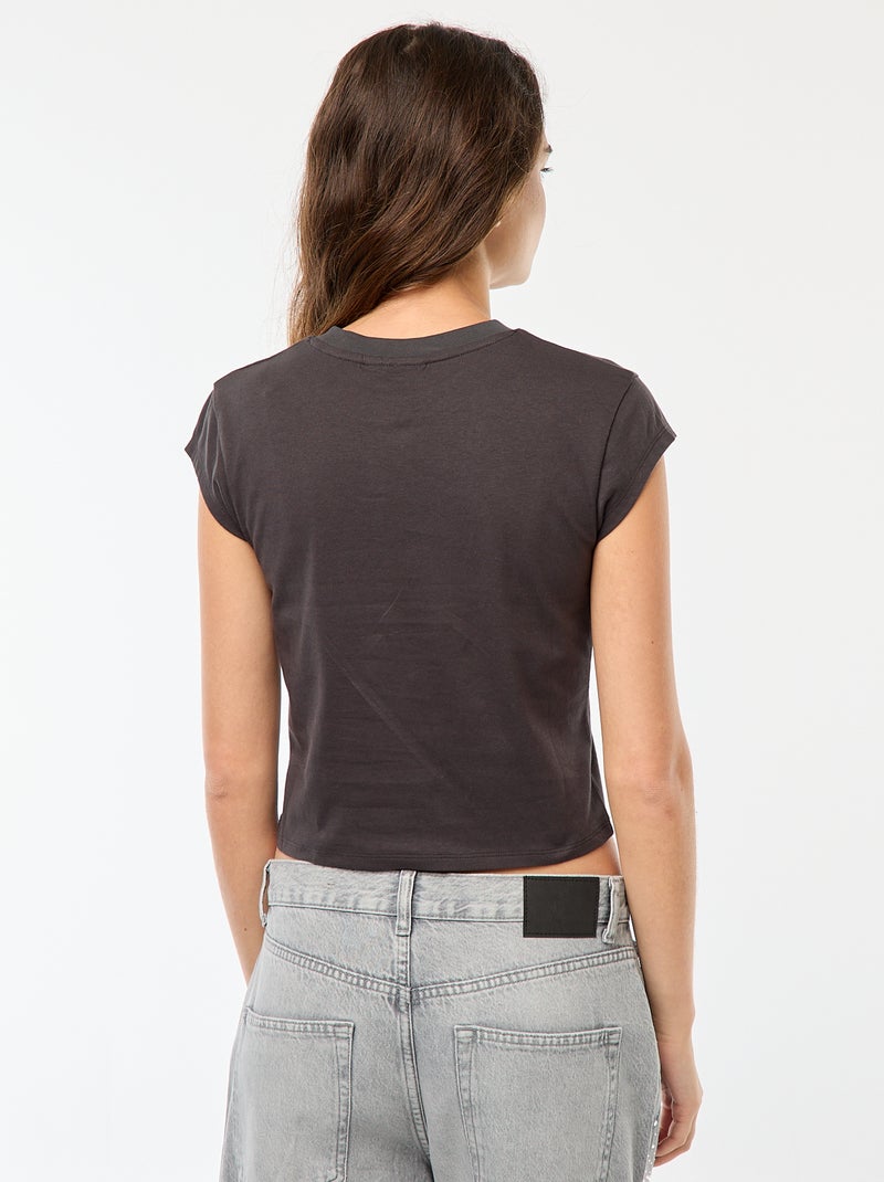 Camiseta corta con estampado fantasía Negro - Kiabi