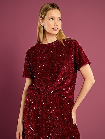 Camiseta corta con lentejuelas