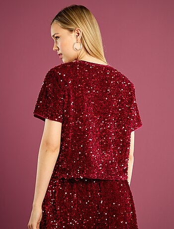 Camiseta corta con lentejuelas