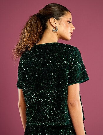 Camiseta corta con lentejuelas