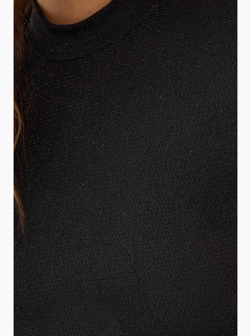 Camiseta corta cuello alto ajustada punto manga corta hiccup Negro - Kiabi