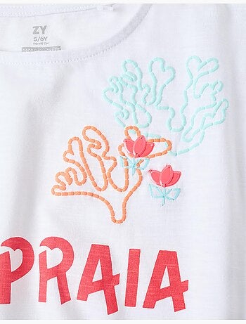 Camiseta corta de algodón con estampado frontal de playa