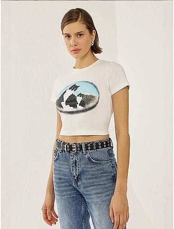 Camiseta corta de algodón estampada hiccup