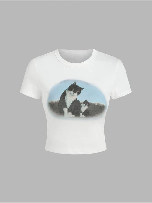 Camiseta corta de algodón estampada hiccup - Kiabi