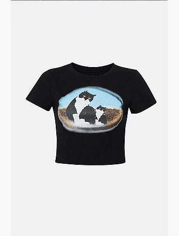 Camiseta corta de algodón estampada hiccup