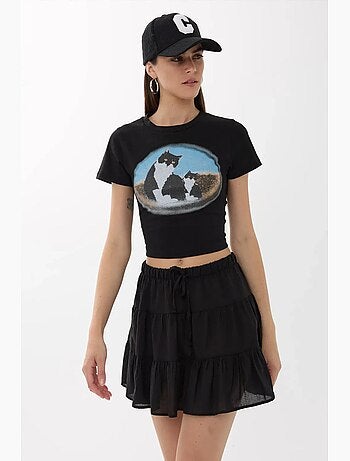 Camiseta corta de algodón estampada hiccup