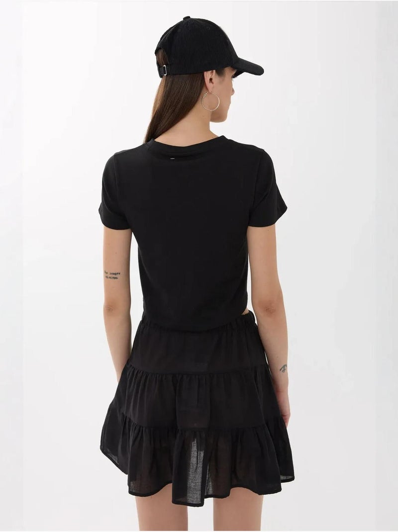 Camiseta corta de algodón estampada hiccup Negro - Kiabi