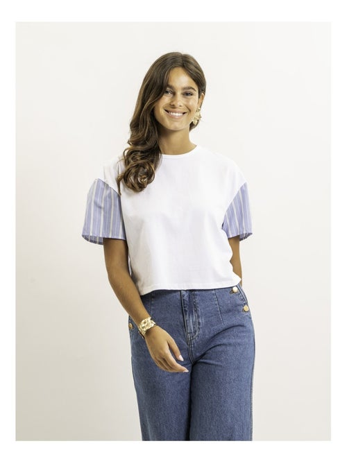 Camiseta corta de dos materiales FABO - Kiabi