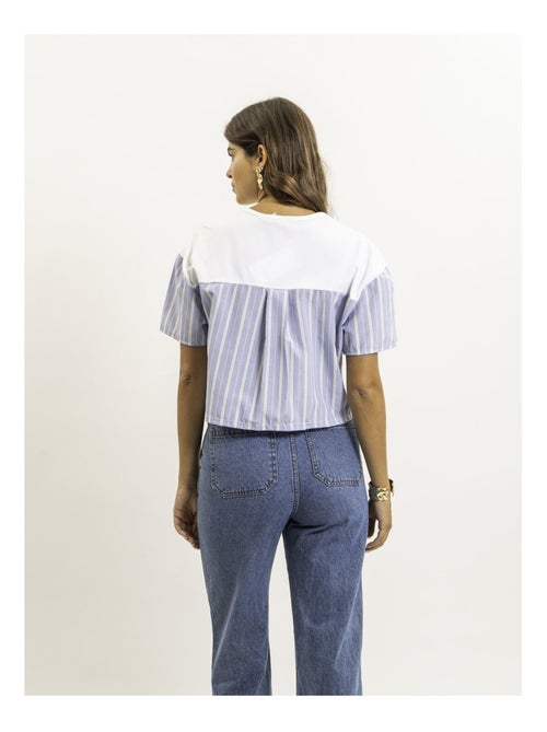 Camiseta corta de dos materiales FABO - Kiabi