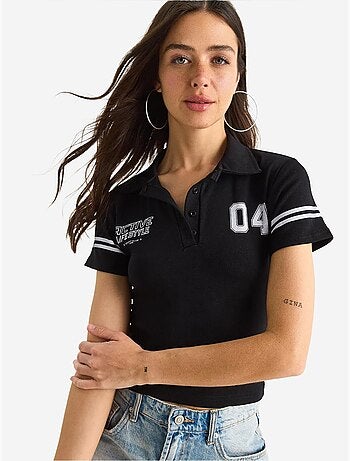Camiseta corta de manga corta con cuello polo y estampado lucci