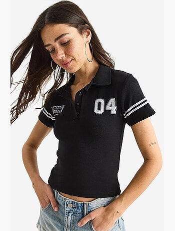 Camiseta corta de manga corta con cuello polo y estampado lucci