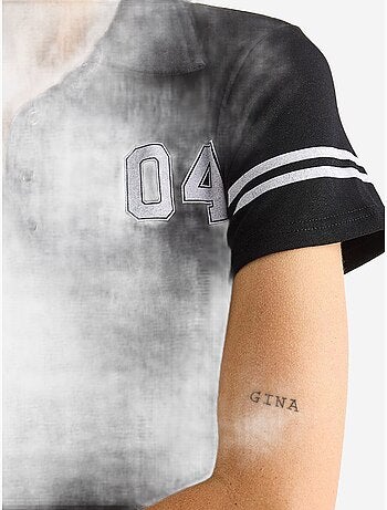 Camiseta corta de manga corta con cuello polo y estampado lucci