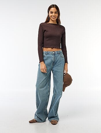 Camiseta corta de manga larga y tejido crepé