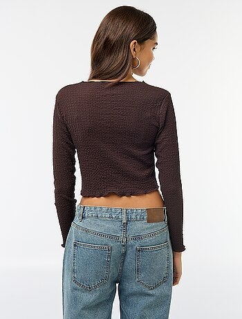 Camiseta corta de manga larga y tejido crepé