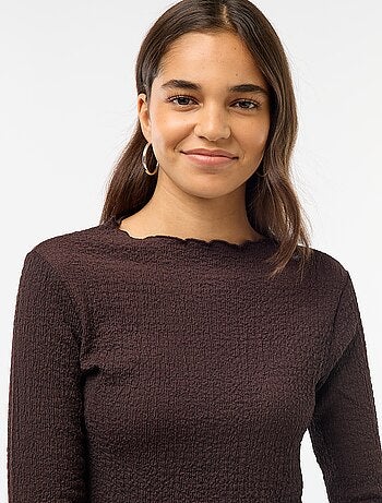 Camiseta corta de manga larga y tejido crepé