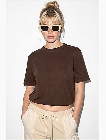 Camiseta corta de mujer de cuello redondo lucci