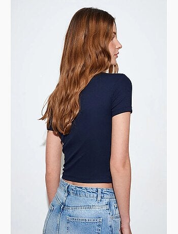 Blusa crop de jersey slim fit dilvin