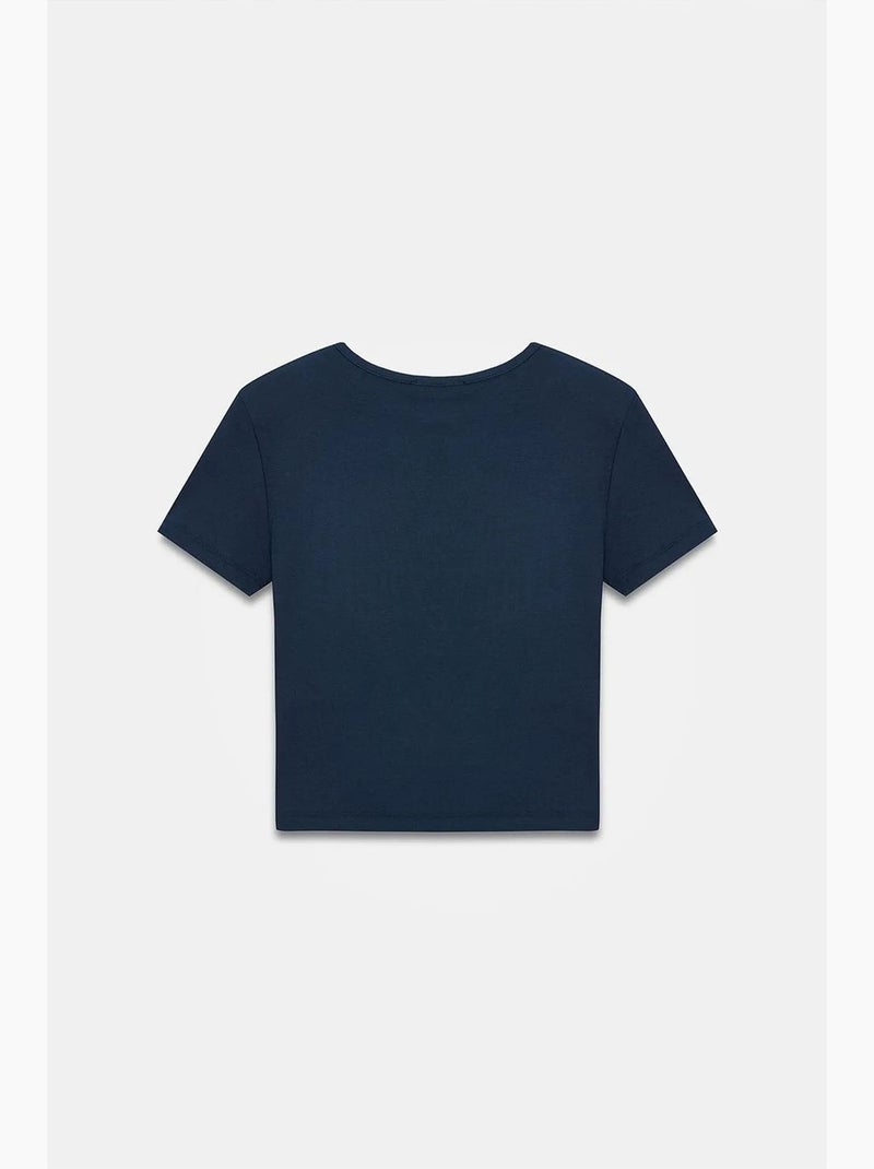Camiseta corta entallada punto manga corta dilvin Azul marino - Kiabi