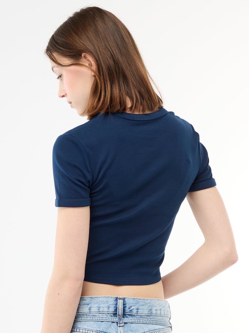 Camiseta corta estampada Azul - Kiabi
