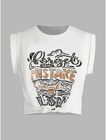 Camiseta corta estampada con detalle de ribete hiccup