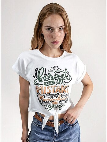 Camiseta corta estampada con detalle de ribete hiccup