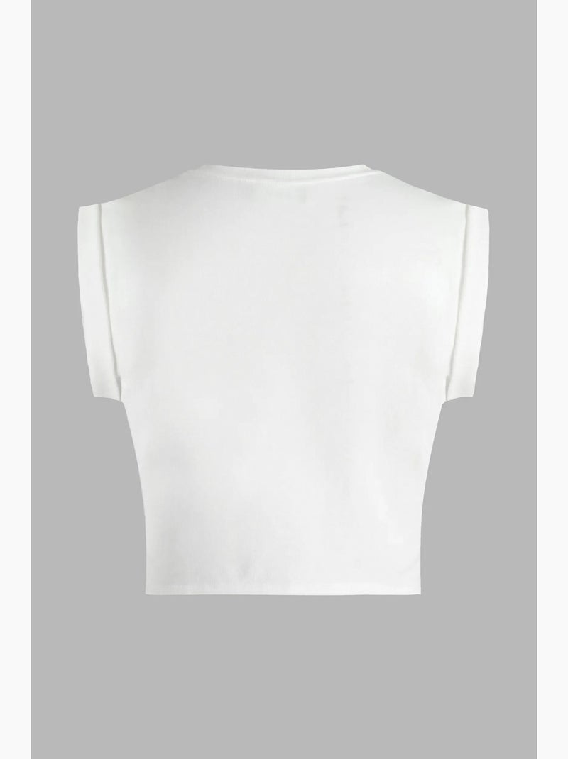 Camiseta corta estampada con detalle de ribete hiccup Blanco - Kiabi