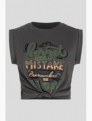 Camiseta corta estampada con detalle de ribete hiccup