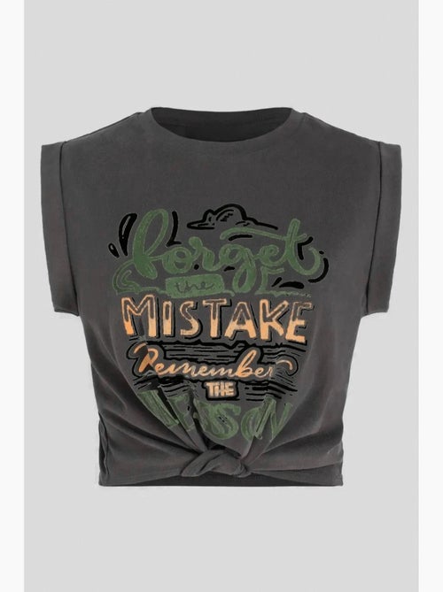Camiseta corta estampada con detalle de ribete hiccup - Kiabi