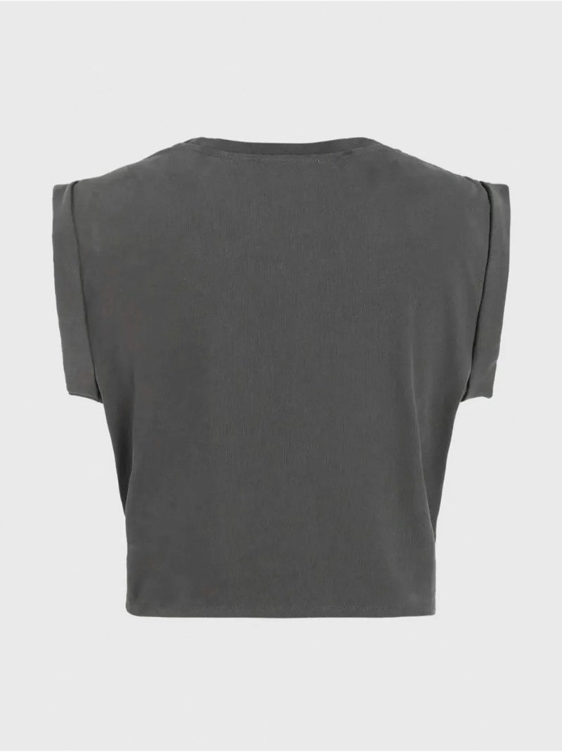 Camiseta corta estampada con detalle de ribete hiccup Gris - Kiabi