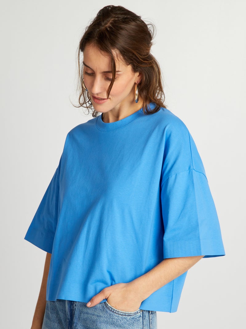 Camiseta corta oversize AZUL - Kiabi