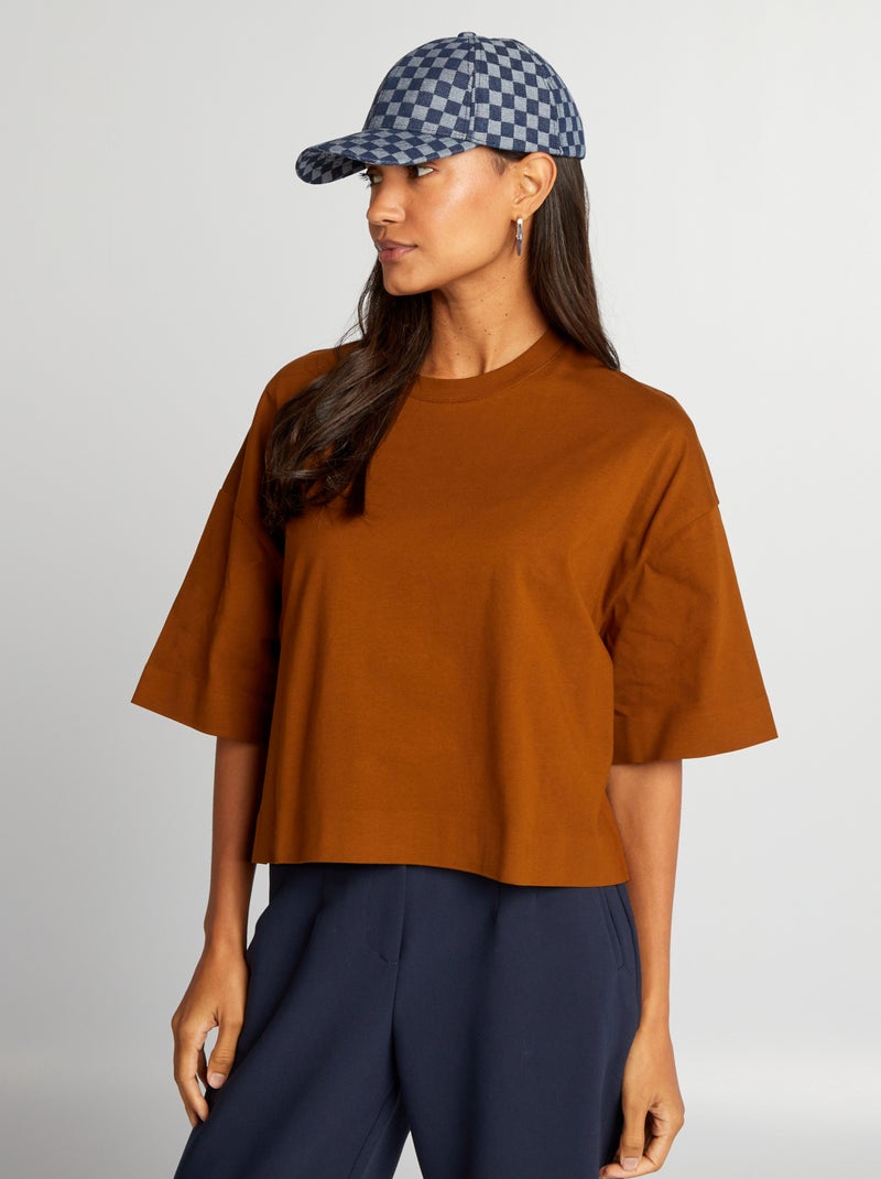 Camiseta corta oversize MARRON - Kiabi