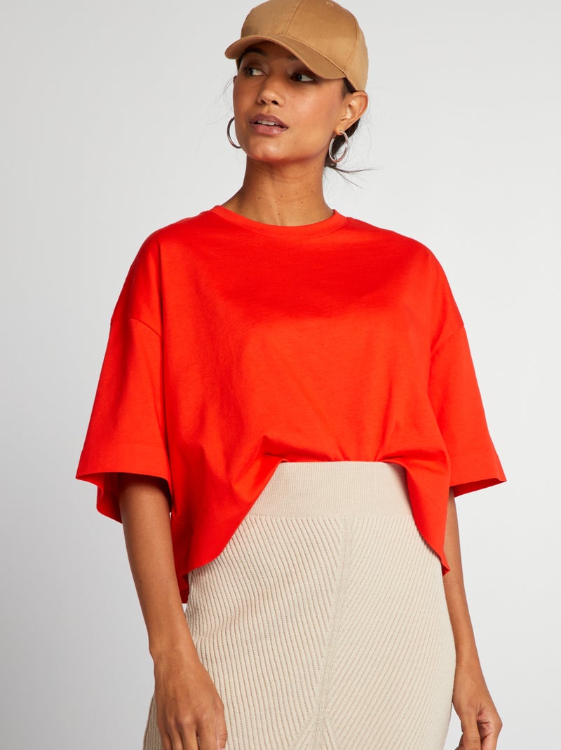Camiseta corta oversize ROJO - Kiabi
