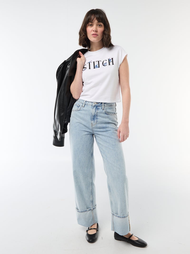 Camiseta corta "Stitch" Blanco - Kiabi
