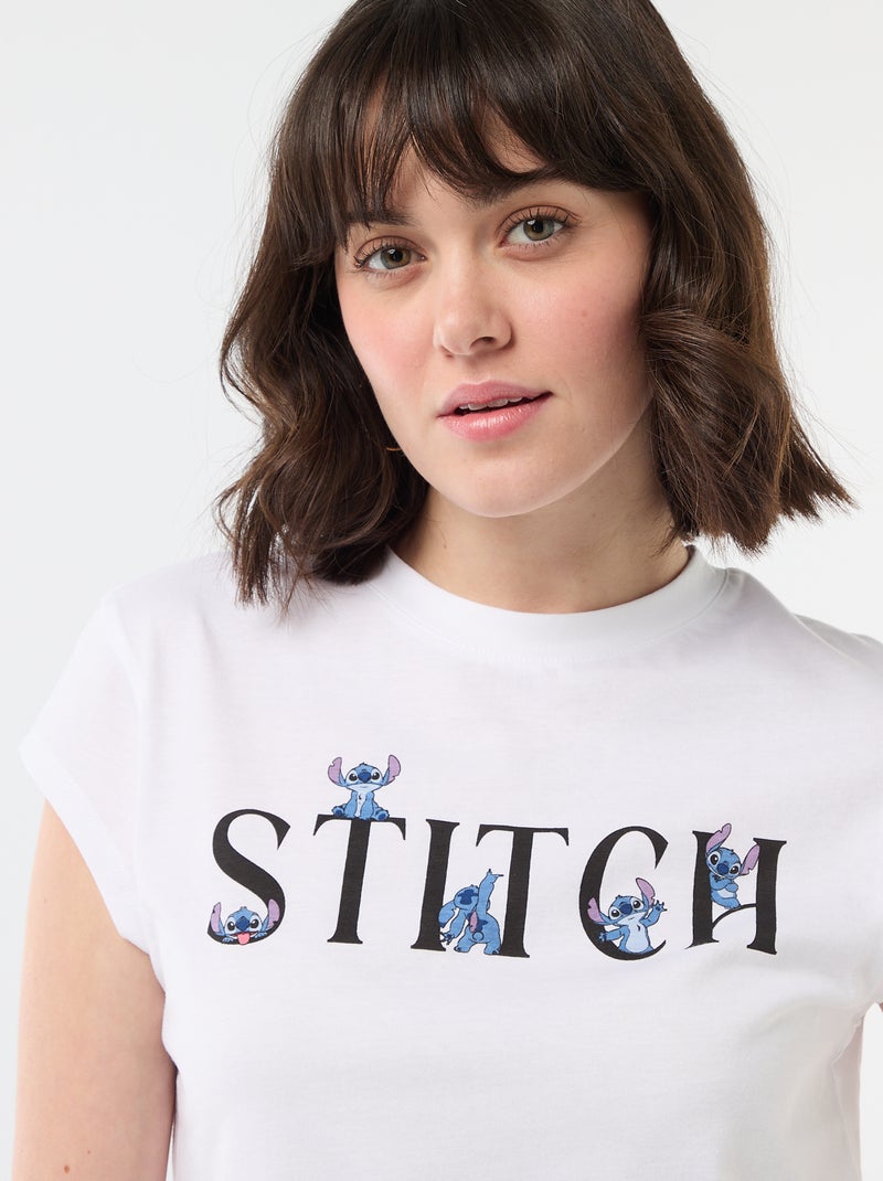 Camiseta corta "Stitch" Blanco - Kiabi