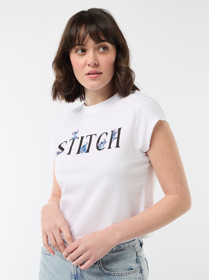 Camiseta corta "Stitch" Blanco - Kiabi